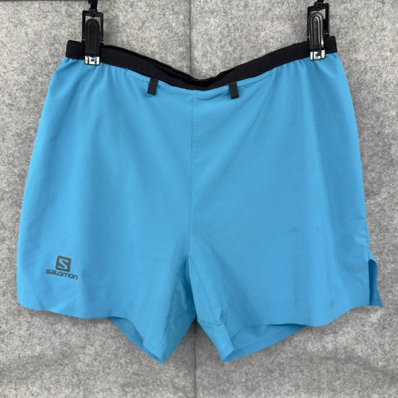 Salomon Sense 5 Shorts Men's Small Blue Drawstring Running Gym Lined Pockets *** - Picture 1 of 9